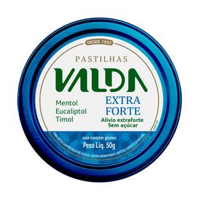 Pastilhas Valda Extra Forte Sem Açúcar Sabor Mentol, Eucaliptol e Timol 50g