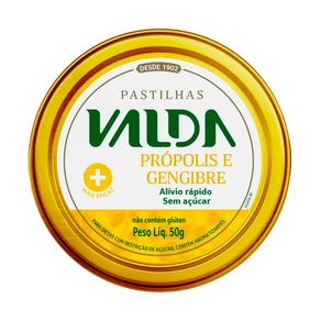 Pastilhas Valda Mais Sem Açúcar Sabor Própolis e Gengibre 50g