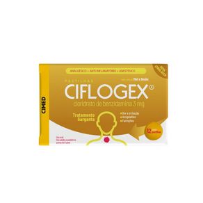 Pastilhas para Garganta Ciflogex 3mg Sabor Mel e Limão 12 Unidades