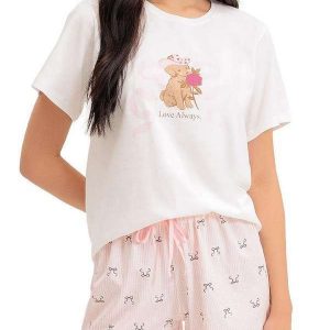 Pijama Feminino Curto Espaço Pijama 4010412 Rosa