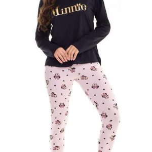 Pijama Feminino Longo Minnie Mouse 26.03.0054 Preto-Rosa