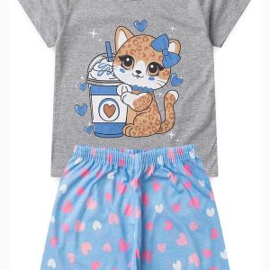 Pijama Feminino Verão Coruja Branco