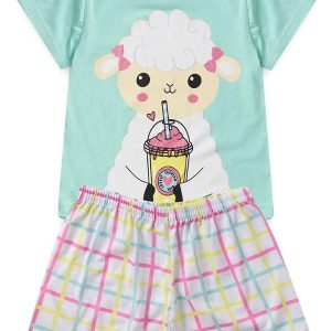 Pijama Feminino Verão Ovelha Azul