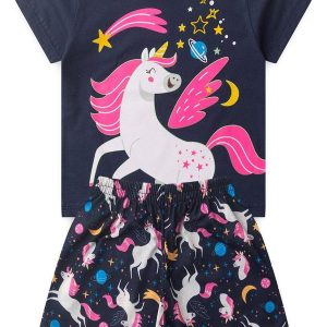Pijama Feminino Verão Unicornio Azul