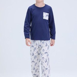 Pijama Infantil Bolsinho Estampado Marinho
