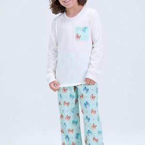 Pijama Infantil Bolsinho Estampado Off White