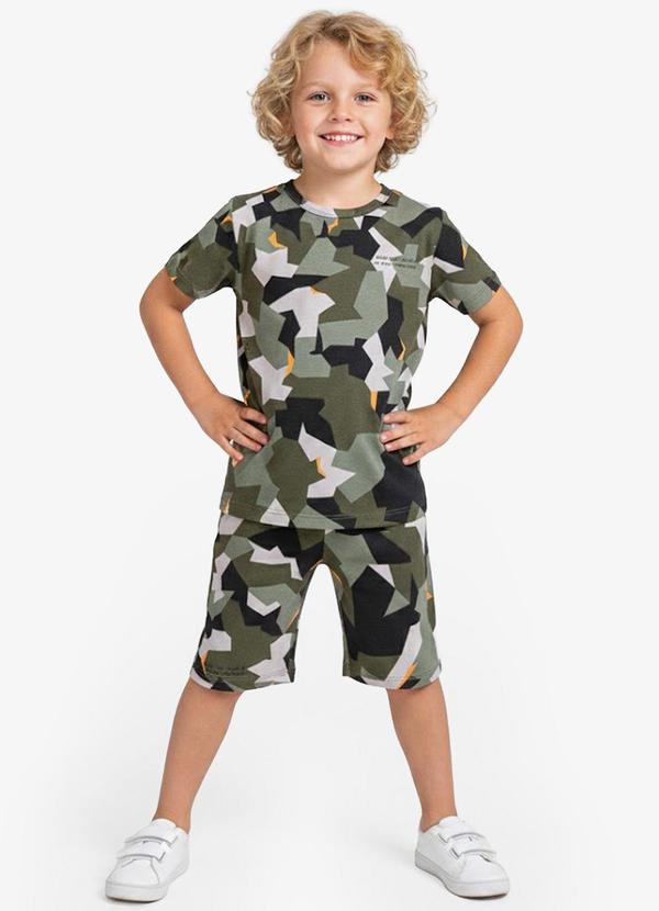 Pijama Infantil Camiseta e Bermuda Verde