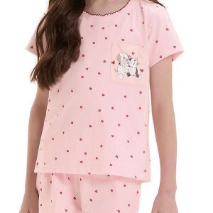 Pijama Infantil Menina Curto Cor com Amor 2050139 Rosa