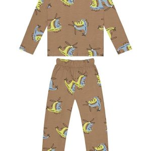 Pijama Menino Camiseta e Calça Marrom