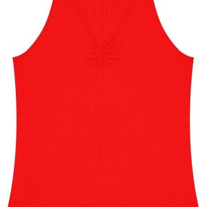 Regata Plus Size em Ribana Canelada Laranja