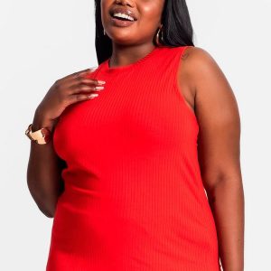 Regata Plus Size em Ribana Canelada Laranja
