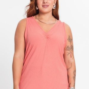 Regata Plus Size em Ribana Canelada Rosa