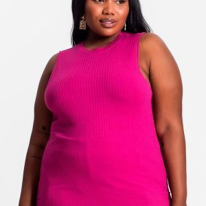 Regata Plus Size em Ribana Canelada Roxo