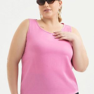 Regata Plus Size em Viscose Rosa