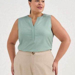 Regata de Viscose Plus Size Verde Sálvia Briana
