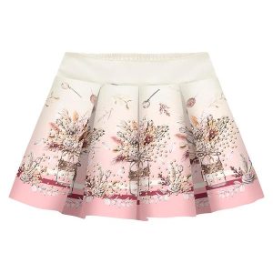 Saia Infantil Menina Flores Off White