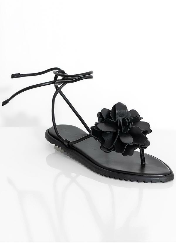 Sandália Salto Rasteiro Preto