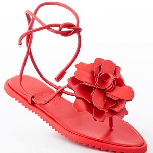 Sandália Salto Rasteiro Vermelho