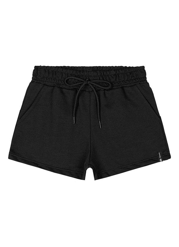 Short Básico Moletom Menina Preto