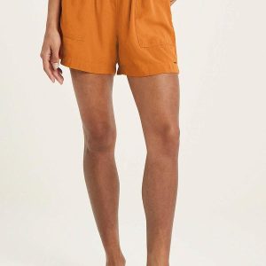 Short Feminino Tecido Viscose com Bolsos Laranja