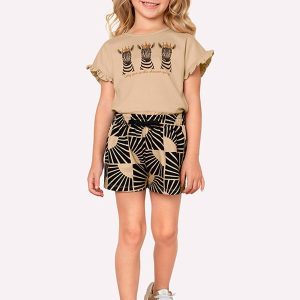 Short Infantil Menina em Moletinho Milon Preto