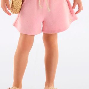 Short Infantil Moletom Linho Rosa