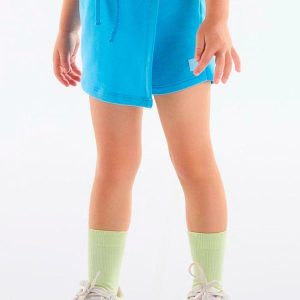 Short-Saia Infantil Moletom Azul
