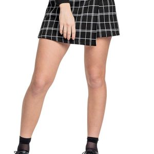Short-Saia Juvenil em Malha Jacquard Preto