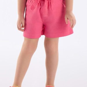 Short Sarja Infantil com Cinto Rosa