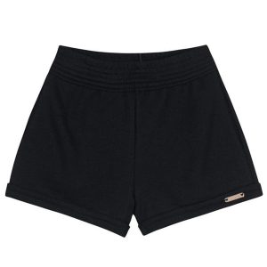 Shorts Básico Menina de Moletinho Preto