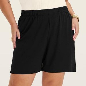 Shorts Feminino Plus Size com Bolsos Preto