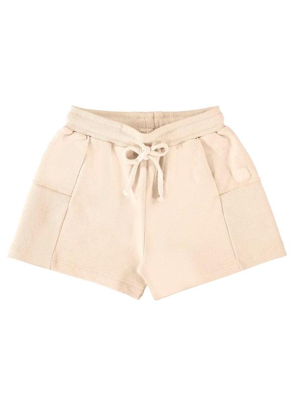 Shorts Infantil em Moletom Linho Bege