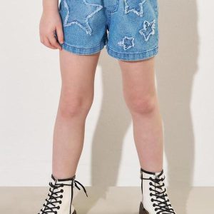 Shorts Jeans Menina com Estrelas