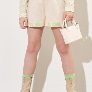 Shorts Menina em Moletom Linho Bege