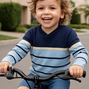 Sueter Infantil Decote V Azul