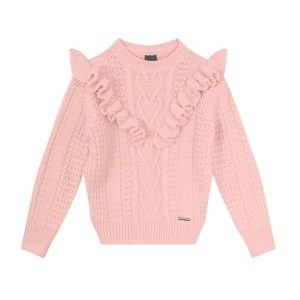 Suéter Infantil Menina com Babado Rosa