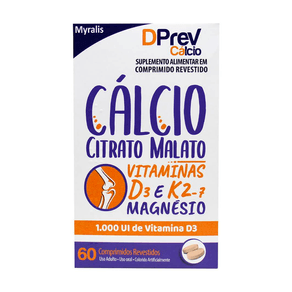 Suplemento Alimentar DPrev Cálcio 1.000 UI 60 Comprimidos Revestidos