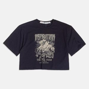 T-Shirt Cropped com Strass Preto