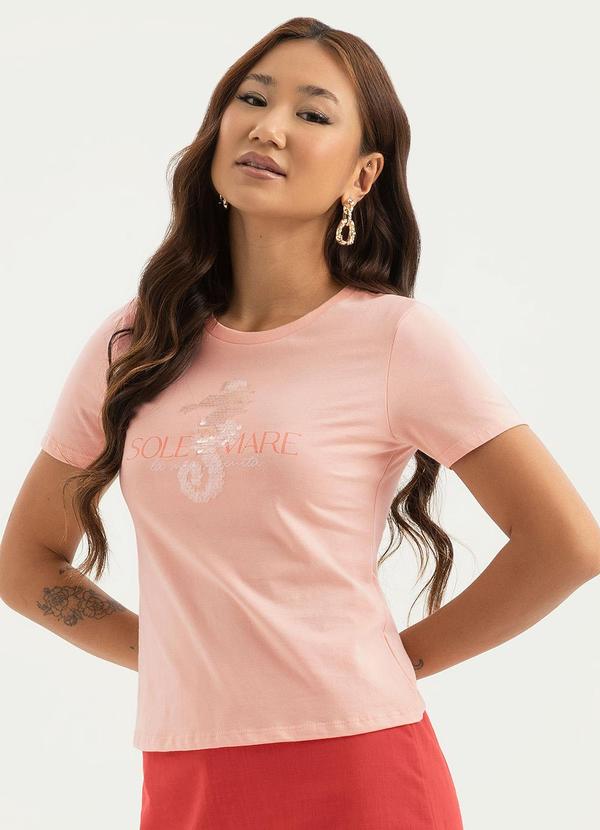T-Shirt em Algodão Rosa Claro