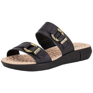 Tamanco Feminino Flat Modare 7142142 Preto/Bege