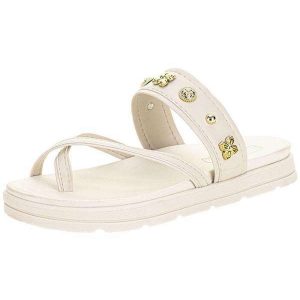 Tamanco Feminino Flat Moleca 5490125 Branco/Off