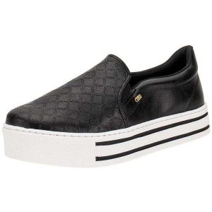 Tênis Feminino Slip On Via Marte 010023 Preto/Branco