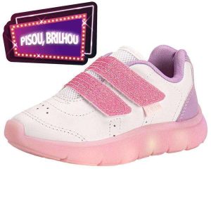 Tênis Infantil Led Flex Light Kidy 0201211 Branco/Rosa