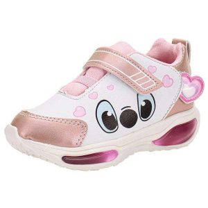 Tênis Infantil Led Minipé Mp2516 Branco/Rosa 01
