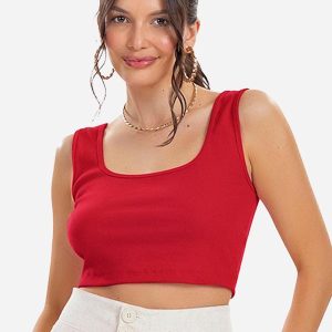 Top Básico Feminino em Ribana Vermelho