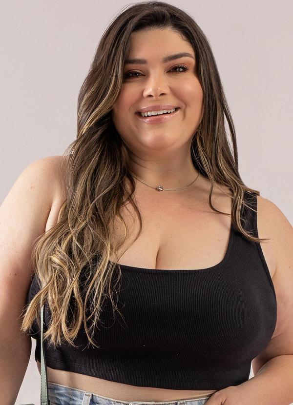 Top Básico em Ribaninha Preto
