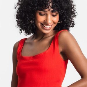Top Cropped Ribana Básico Laranja