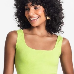 Top Cropped Ribana Básico Verde