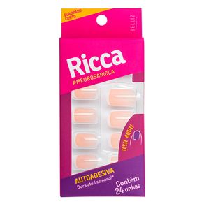 Unhas Postiças Autoadesivas Ricca Francesinha Rosa Quadrado Curto