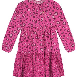 Vestido Animal Print em Viscose Rosa